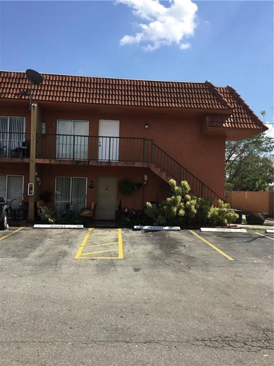 2 bedroom 2 full bathrooms great location on Sunset Drive . New Washer & dryer inside unit , tile floor, one assigned parking two decals . Roof was done 6 months ago, pool , next to Senior Sunset  walk to school. On a second floor and corner unit for more privacy. Great investment and great first home.