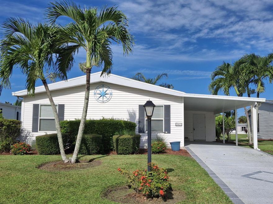 RARE THREE bedroom two bath home on the water. Granite countertops in kitchen, tile flooring in main living areas with Luxury Vinyl Plank flooring in the bedrooms. Formal dining area and an eat in kitchen area. Soak up the water view with your morning coffee in the dinette, or outdoor lanai. HOA includes internet, cable and trash. Savanna Club is an active 55+ community boasting an 18-hole golf course, 3 clubhouses with pools, 3 exercise rooms, pickleball, tennis, bocce, shuffleboard and more! Numerous clubs and HOA activities to participate in. Be as busy as you want to be. Savanna Club is a lovely manicured community within 10 minutes to the hospital and physicians offices, 15 minutes to the beach and Aldi's at our entrance for groceries. Land Leased Home