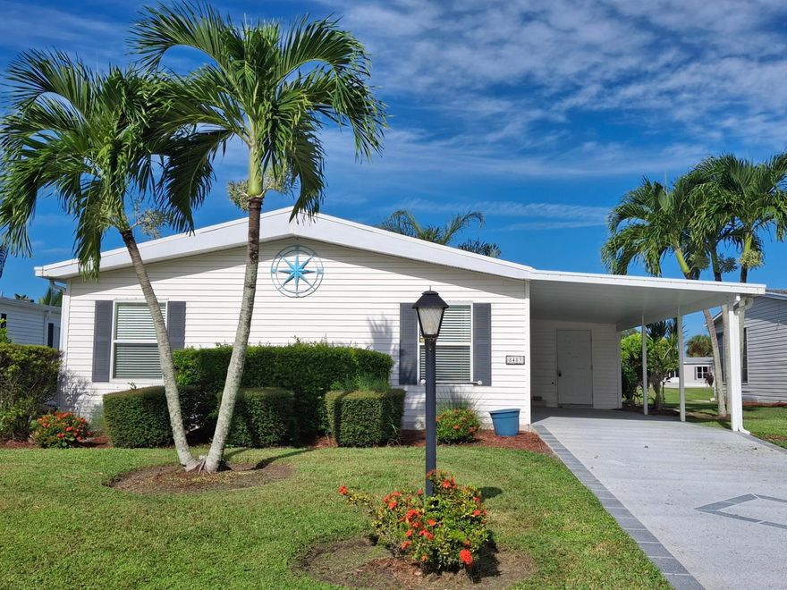 RARE THREE bedroom two bath home on the water. ROOF ( 2021), AC (2022) Granite countertops in kitchen, tile flooring in main living areas with Luxury Vinyl Plank flooring in the bedrooms. Formal dining area and an eat in kitchen area. Soak up the water view with your morning coffee in the dinette, or outdoor lanai. HOA includes internet, cable and trash. Savanna Club is an active 55+ community boasting an 18-hole golf course, 3 clubhouses with pools, 3 exercise rooms, pickleball, tennis, bocce, shuffleboard and more! Numerous clubs and HOA activities to participate in. Be as busy as you want to be. Savanna Club is a lovely manicured community within 10 minutes to the hospital and physicians offices, 15 minutes to the beach and Aldi's at our entrance for groceries. Land Leased Home