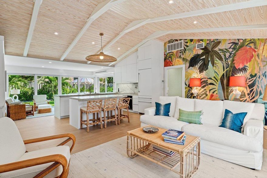 Situated east of A1A, this just renovated beach bungalow features designer finishes, a private pool, and deeded beach access. The home offers sophisticated Palm Beach-inspired decor, ensuring both comfort and quality, with vaulted ceilings in the great room, 3 BR's (one used as a den with a sleep sofa), heated pool and spa, outdoor dining area, professional landscape lighting, and outdoor shower. Conveniently located within short walking distance of the beach and positioned between Palm Beach and Fort Lauderdale airports, the property is minutes from downtown Delray Beach and offers easy access to West Palm Beach and Worth Avenue. Golfers will appreciate proximity to the Par 3 Palm Beach Public Golf Course. This luxury rental is perfect for those seeking an exceptional coastal experience