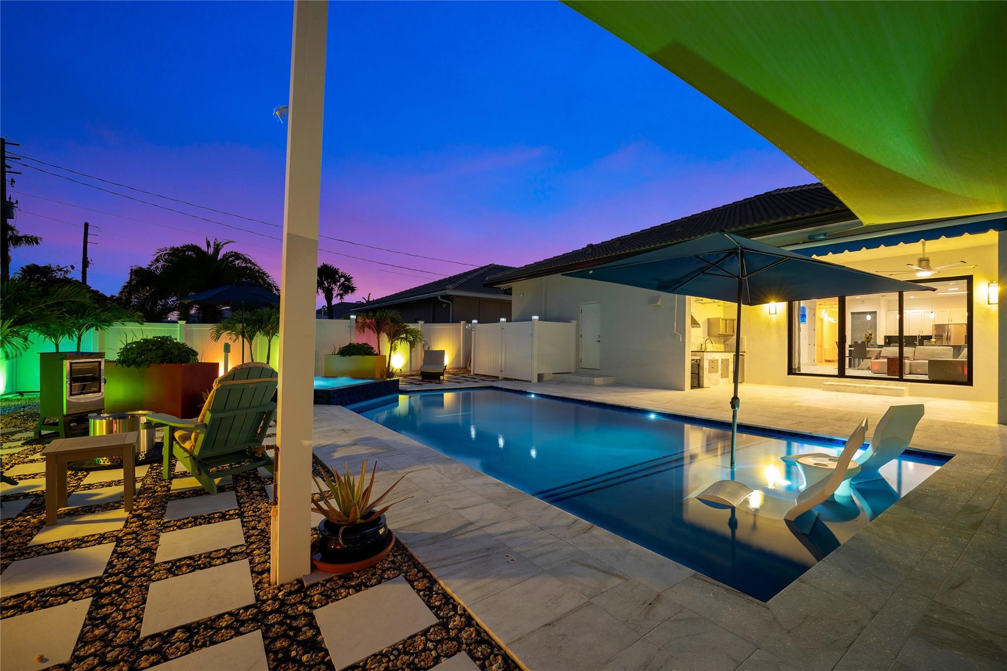 Stunning newly built Single-Family Home with Privacy in the heart of Dania Beach. East of US1. Bike to beach, Margaritaville Resort and the Famous Hollywood Boardwalk. Minutes to restaurants, entertainment, worship, FLL airport. Minutes to downtown Fort Lauderdale and Miami. The upgrades absolute state of the art! Amazingly designed Mosquito resistant back yard with outdoor kitchen,fire place, stunning pool with infinity spa. Sun sail, an electric awning and high fence adds to shade and privacy. Stainless ppliances, 10’ ceilings, noiseinsulated walls, 8 cameras,Tesla charger,no HOA,Nothing in the area compares to this rare and beautiful property. Fully furnished with outdoor furniture, artwork and 4 TVs. A perfect Turn Key...Property is Rock Star Quality...bar none!!