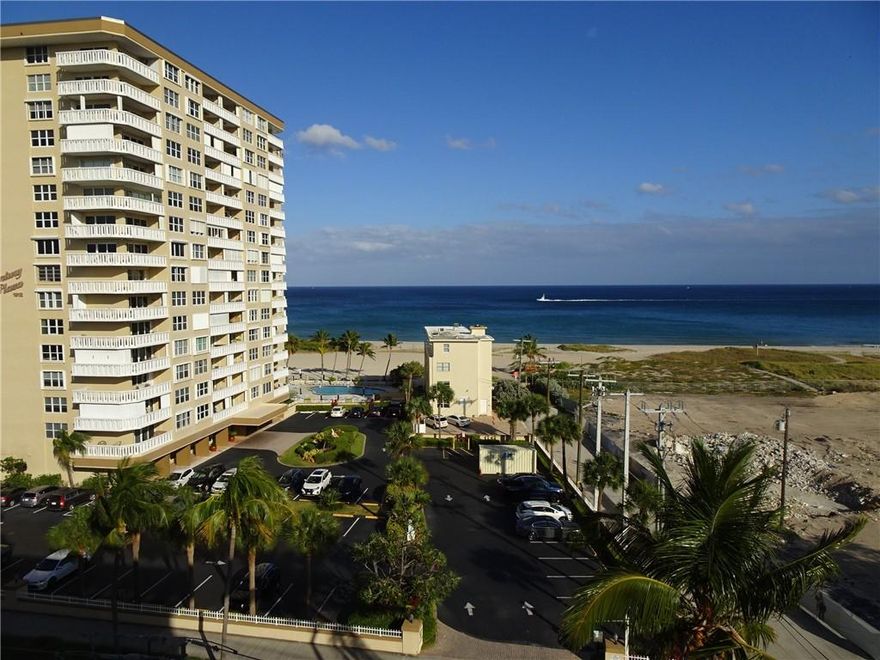 CORNER PENTHOUSE CONDO WITH DIRECT OCEAN VIEW.  TOTALLY REMODELED AND IS COMPLETELY FURNISHED READY FOR A QUICK MOVE IN.  ACROSS STREET FROM THE OCEAN AND A SHORT WAK TO THE NEW RESTAURANTS, PIER AND SHOPPING ON AIA. FULL ACCORDIAN SLIDERS AND IMPACT WINDOWS IN BEDROOMS.  AMMENITIES INCLUDE BBQ/PICNIC AREA, COMMON LAUNDRY, ELEVATOR, TENNIS, PICKLEBALL, HEATED POOL AND SAUNA.  BUILDING HAS GENERATOR BACKUP.  CATS WELCOME.  AIA CROSSWALK TO BEACH. SHORT WALK TO PIER.  INLET, BOART RAMP PARKS AND NEW RESAURANTS ON THE OCEAN. GOLF COURSE NEARBY very nice.1) I believe you can park motorcycle( my neighbor has .There is no bicycle parking.2)there is no cable .l pay only internet.3) it is southeast corner ph2 4)you forgot to mention the golf course close by also there is a spot for people to exercise with weight machines on the beach 5)on 14st before the bridge, is a place where the people put they boat on the ramp to put them in the water6)going north on A1A(01  mile)there is an inlet where the boats go to the ocean/ there is a big fishing boat that take people out for fishing twice a day. After the bridge is the Hillsboro  . I believe we c a n have cats and birds/ however today there are some people with big and small dogs here. Once they say they need an emotional support ,they end up having them.8) recreation room it is downstairs