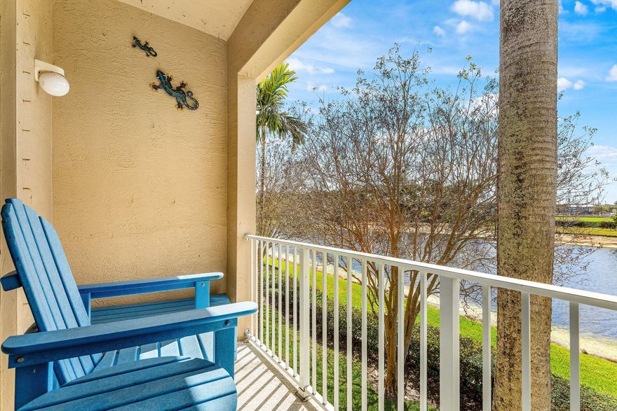 Highly desirable location in Legends. Second floor corner unit with unobstructive views of the lake and preserve. This unit provides bright sunlight in each and every room. This two-bedroom two-bath townhome has been meticulously maintained. Third room can be converted from den to third bedroom. Expansive great room to enjoy socializing with family and friends. Kitchen features stainless-steel  appliances, granite counters and roof is 2020. Enjoy stunning water and natural preserve views from the balcony. Enjoy the best of Palm Beach Gardens and walking distance to Donald Ross Plaza, Abacoa Plaza, Abacoa Town Center, and the Alton Town Center with fabulous shops and restaurants. ''Legends at the Gardens'' is a beautifully landscaped gated community minutes to the beach, airport, golf and  the Palm Beach Gardens athletic complex. HOA includes gate, building insurance, cable, water/sewer, trash common area maintenance and community pool. Easy access to I-95 and zoned for "A" rated schools. Don't miss this opportunity.