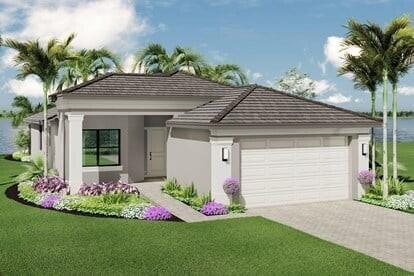 Builder closeout special, Oct/Nov 2025 Delivery Timeline. Valencia Grove at Riverland is where you'll find Port St. Lucie's best 55+ lifestyle with a million ways to have fun including a beautiful 34,000-square foot Clubhouse with resort-style amenities. This Sierra floorplan includes private views on a Cul de Sac and an open floor plan with matte tile flooring throughout main living areas. All bedrooms include designer plush carpet. The home features high end finishes including impact glass windows, GE gas appliances, tile roof, and recessed LED lighting. The spacious kitchen includes high end quartz countertop with designer backsplash detail, painted gray mist maple cabinets, and GE stainless-steel appliances with canopy hood.