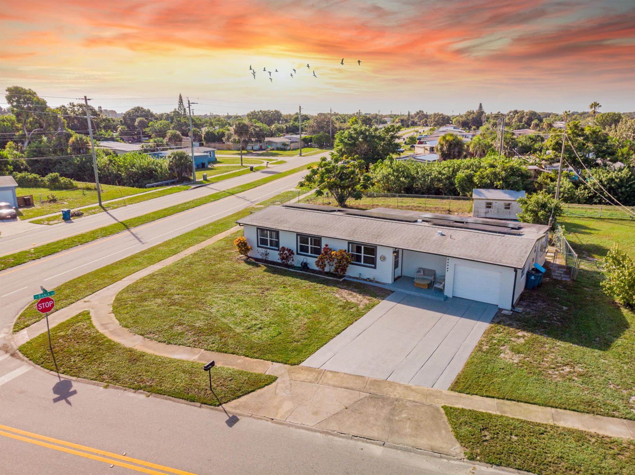 Beautifully updated CBS 4BR/2BA home with 1,780 sq ft on a fully fenced corner lot! Major updates include a new roof (2020), AC (2017), and paid-off solar panels for energy savings. The stunning brand-new kitchen features granite countertops, new cabinets, LG ThinQ appliances, and durable LVP flooring. Bedrooms also have new laminate flooring, while the main living areas are finished with tile for easy care. Fresh interior and exterior paint give the home a modern, move-in ready feel. With solid CBS construction, stylish finishes, and thoughtful updates throughout, this home offers comfort, efficiency, and peace of mind in one package.