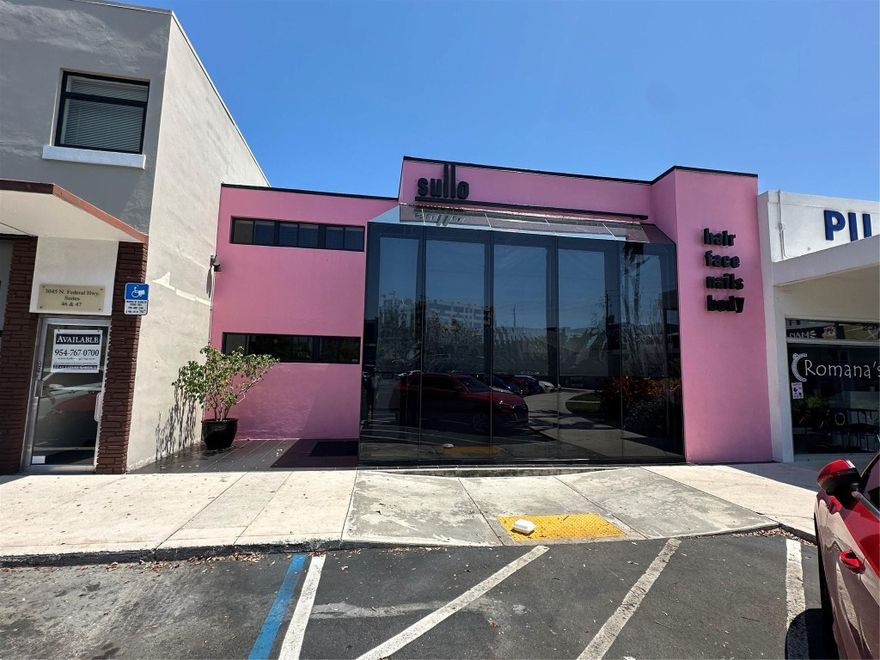 Rare opportunity to acquire a beautifully designed, well maintained two story retail/commercial building with floor-to-ceiling glass facade. The glass face of the building provides abundant natural light and visibility. This property is ideally located just off Oakland Park Blvd and N. Federal Hwy. one of Fort Lauderdale's most highly trafficked retail corridors with easy access to major highways and public transportation. First floor has high ceiling and open floor plan with storage/kitchen area off to the back. There is also a private, gated, and covered outdoor area.  Second floor has three offices/flex rooms, bathroom, shower and small sauna. Ample on-site parking for customers and staff.  Located in close proximity to national retailers, restaurants, and residential communities Rare opportunity to acquire a beautifully designed, well maintained two story retail/commercial building with floor-to-ceiling glass facade. The glass face of the building provides abundant natural light and visibility. This property is ideally located just off Oakland Park Blvd and N. Federal Hwy. one of Fort Lauderdale's most highly trafficked retail corridors with easy access to major highways and public transportation. First floor has high ceiling and open floor plan with storage/kitchen area off to the back. There is also a private, gated, and covered outdoor area.  Second floor has three offices/flex rooms, bathroom, shower and small sauna. Ample on-site parking for customers and staff.  Located in close proximity to national retailers, restaurants, and residential communities