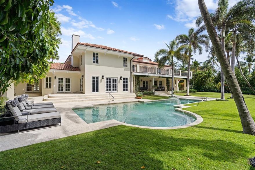 Elegant In-Town Ocean Block Family Home Rare in-town location located on the ocean block of coveted Clarke Avenue. Very near The Breakers, The Royal, Worth Avenue, with the beach at the top of the street! This stunning home features a 28 X 25 sun filled living room, plus formal dining room with bay window and fireplace. Enjoy a gourmet kitchen outfitted with all Thermador equipment and Sub Zero refrigerator. Dual sinks and dishwashers, breakfast area with pool and garden views. Enormous beamed ceiling family room, wood paneled library with wet bar and fireplace. Huge 12 X 50 outdoor covered loggia suitable for al fresco dining. Large Master suite with his and hers baths and closets, and massive 12 X 50 open air balcony. 6 additional Guest bedrooms, 4.1 additional baths.