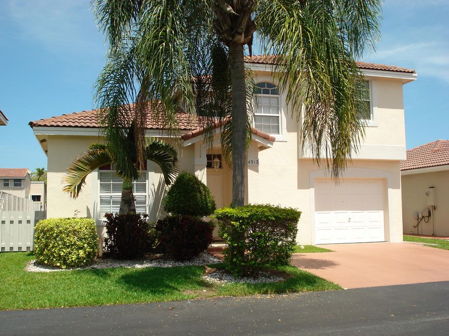 Waterfront 3 Bedroom 2.5 Bath Home in Sorbet of Winston Park. Master Bedroom on First Floor and 2 Bedrooms Upstairs with Jack and Jill Bath. Attached Garage. Great Location and Schools. Well Maintained Development with Community Pool & Low HOA Fees That Include Lawn Cutting of Front Yard. Move-In Ready with Fresh Paint and New Carpet Upstairs. Tile on First Floor