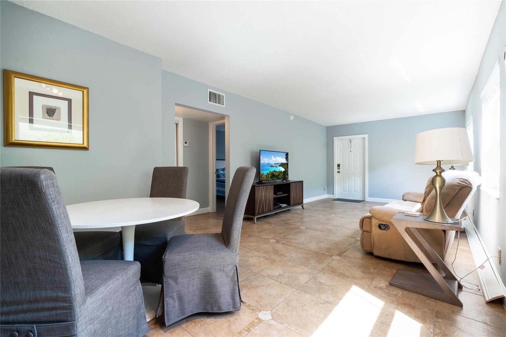 Reduced! Lovely 2 bedroom 1 bath condo in the heart of Wilton Manors available for annual rental. Convenient first floor access, parking space right outside the door, spacious living/dining room, tiled throughout, back door leads to patio. Community pool and laundry. Walk to all of the great nightlife and restaurants on Wilton Drive. Can be rented furnished or unfurnished.