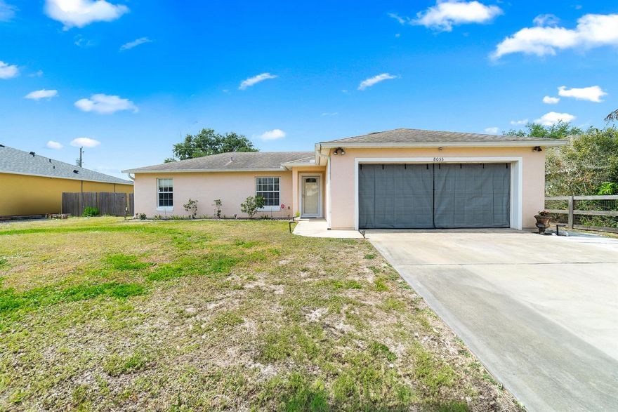 Well-maintained concrete block home featuring a desirable split-bedroom floor plan and vaulted ceilings. Located in a great neighborhood near shopping, a public pool, and a park, this home offers convenience and accessibility. Just minutes from downtown Sebastian and the beach, it provides the perfect blend of comfort and location. The property is wired for cable and internet and includes added security features such as exterior lighting, a burglar alarm, and an outdoor camera. The professionally maintained yard boasts young citrus trees, and the spacious backyard offers ample potential for a new pool and patio. With no HOA fees or restrictions, you'll have the freedom to get creative and make your home your own. There is also plenty of space to store your boat, RV, or other recreational vehicles. The home features durable ceramic tile flooring throughout and is equipped with a septic system and well water, making it a fantastic opportunity for those seeking both quality and flexibility.