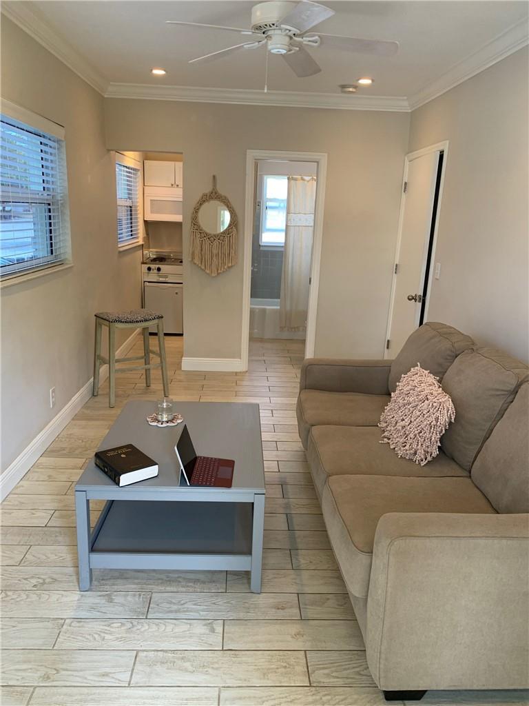 Now presenting this light & bright updated efficiency located steps away from Fort Lauderdale Beach. The kitchen has beautiful granite counter tops & includes a mini fridge, microwave, stove top, and coffee maker. Nice wood tile floors. Shared washer/dryer. The lovely outdoor space includes nice tables to enjoy your morning coffee at. Lots of nearby restaurants & shopping and a brand new Publix right across the street. This unit is in a prime location!
Water/sewage/trash is included in rent!