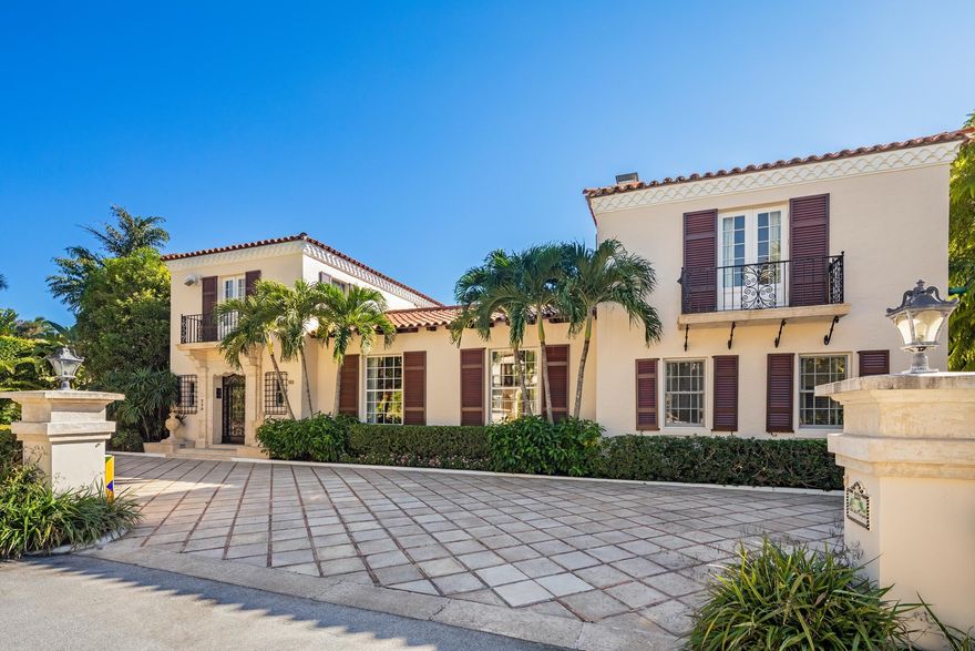 This gorgeous, totally reimagined and gracious Maurice Fatio on one of Palm Beach's most exclusive estate streets is now available!  Known for his unique and dramatic floorplans, Fatio designed this 8BR/9BA (10,125 sf) home for everyday living and fun entertaining!  In pristine condition, it is laden with character and has 3 separate bedroom wings for privacy.  With attention to detail at every turn, it boasts high ceilings, well scaled indoor and outdoor living spaces, oversized loggia and pool/patio area, tasteful appointments, impact glass, elevator, generator, deeded beach access.