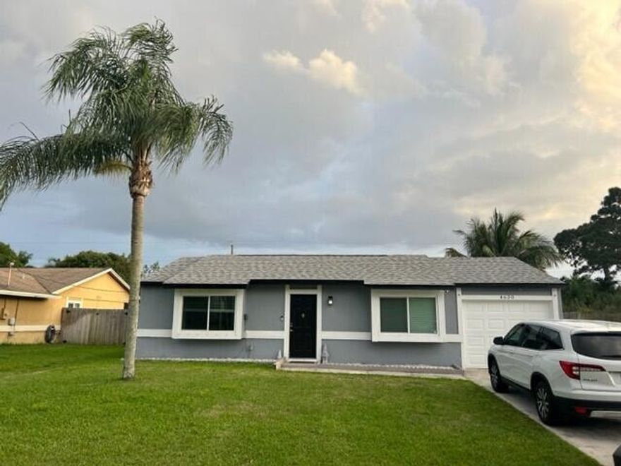 Great home for first time homebuyers or investors. 3 bedrooms, 2 bathrooms, 1 car garage with large private backyard and screened patio, hurricane impact windows single family home. This home has NO CARPET throughout, and features includes updated kitchen with stainless steel appliances, living room, dining room, washer and dryer. Located in a central private community located within close proximity to CACTI Park of the Palm Beach; the Spring Training Facility for the Houston Astros and Washinton Nationals, shopping, entertainment, airport, and beach.