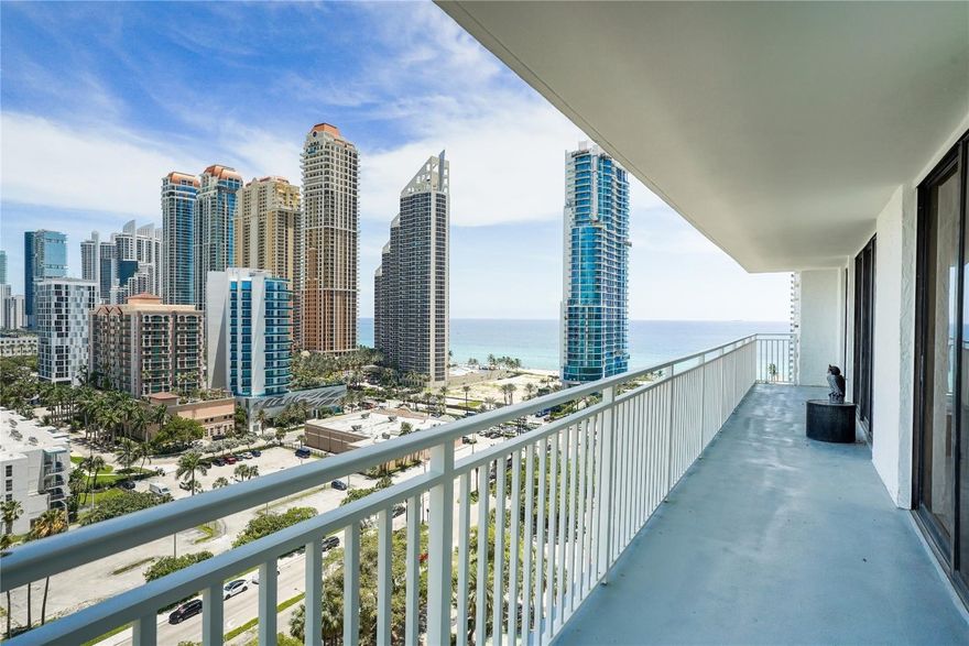 Delightful and spacious, impeccably designed and totally remodeled 2 beds/2 baths condo on the 18th floor. Enjoy the amazing Ocean & City views and lots of amenities with low maintenance fees. Just a block from the Beach and surrounded by luxury high-rises like Residences by Armani Casa and many others. Beautiful porcelain tiles throughout, quartz counter tops, and stainless-steel appliances. Washer and dryer in the unit. No detail was overlooked. Come to live in the best location of Sunny Isles Beach. (Please call listing agent for showing.)