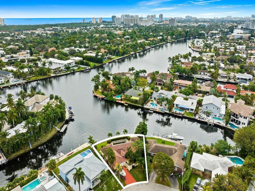 Buildable Lot (tear down) offering an ideal location in a very private, gated entrance neighborhood in East Fort Lauderdale.  Unduplicatable Water Frontage, SE Exposure, and extensive Water Views for days!