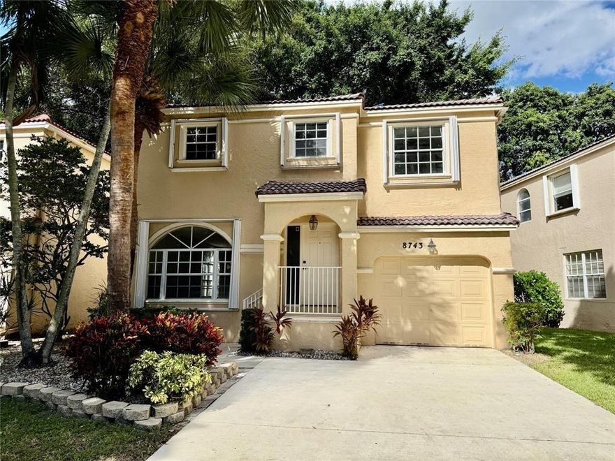 Pristine 3 bed, 2 1/2 bath, 1 car garage 2 story home in Governor's Walk with community pool. Beautifully updated with granite kitchen, wood cabinets, stainless steel appliance, volume ceilings, tile & wood flooring, freshly painted throughout, washer & dryer, fenced backyard & accordian shutters. Primary includes dual custom closets, wood floors and dual sinks. Close to Coral Square Mall, schools, restaurants & more! HOA includes lawn service in front and community pool to enjoy. Pets welcome.