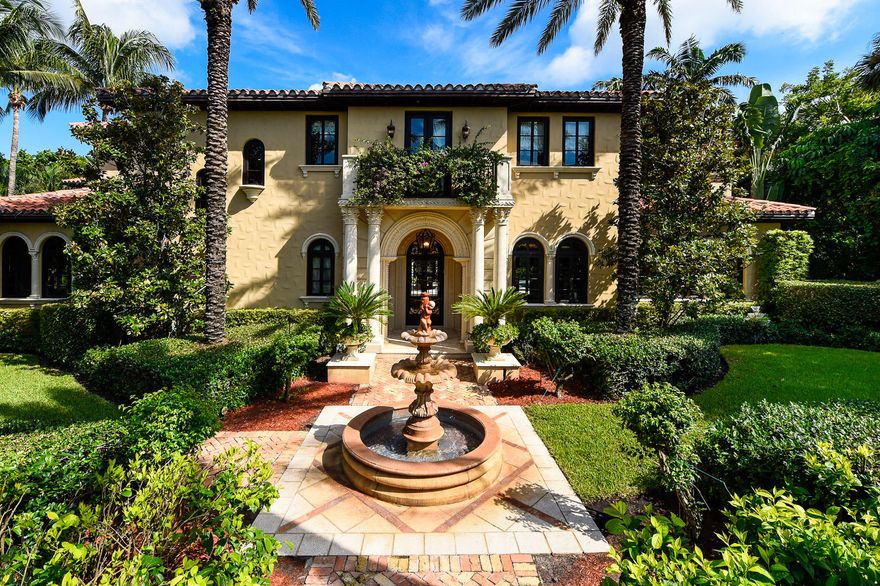 Beautiful two story Estate Section Mediterranean with rich detailing throughout. 6BR/7.5BA plus library, family room, and elegant living room with fireplace. Gourmet eat-in chef's kitchen, wine room, butler's pantry, breakfast room, and formal dining room. Lush outdoor living spaces include swimming pool, fountains, and loggia with summer kitchen.