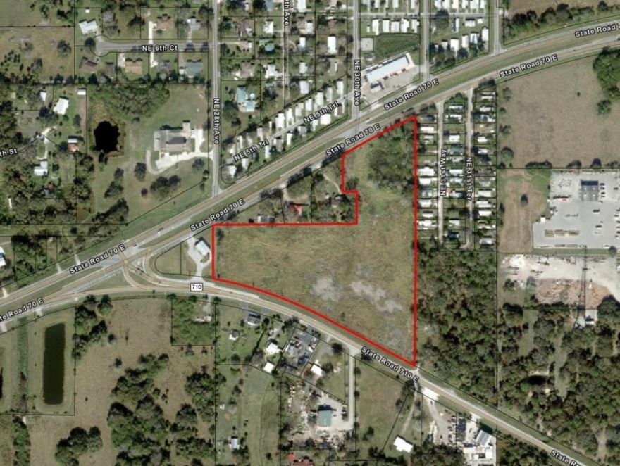 Over 12 acres at the intersection of SR 70 and SR 710 in Okeechobee. Will subdivide. Will finance. Will lease all or part. Zoned Commercial. Wide variety of uses.Culvert, Selectively Cleared, Sub-dividable, Survey.