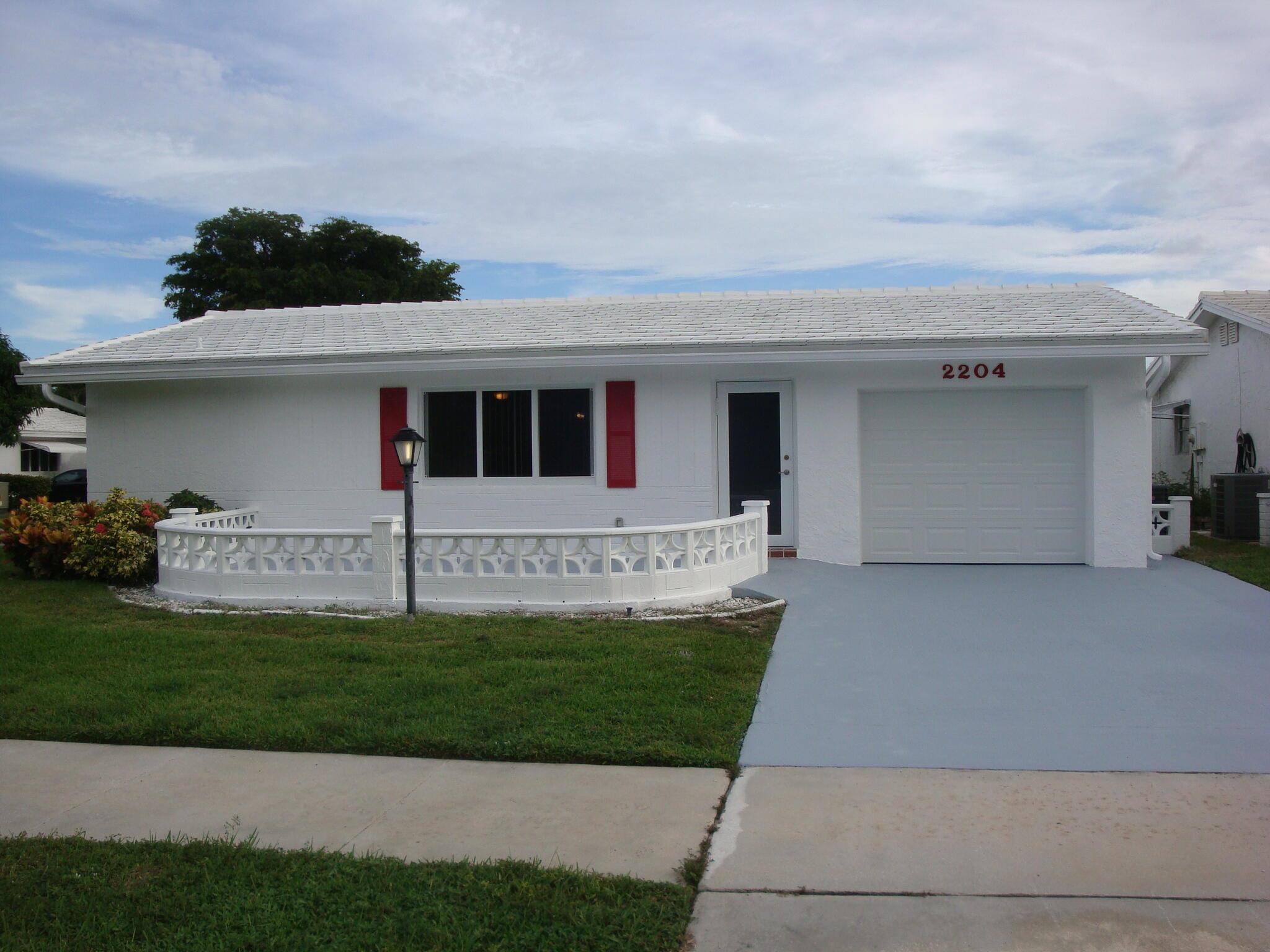 Fully remodeled corner house 3 bedroom, 3 full bath/1 car garage Challenger model. New roof 2024, AC 2019, open lay out, tile floors throughout, updated bathrooms, updated kitchen countertops, freshly painted interior & exterior. 2 Master bedroom and additional bedroom with guest full bathroom with wide shower. Impact windows & doors throughout. Impact garage door. Boynton Leisureville is an active adult community that is close to the beach, the intracoastal, highways, restaurants, shops, grocery stores, malls, and medical facilities. The low HOA includes lawn care, hotwire cable, pest control, & lots of amenities such as gym, community pool/spa, games, dinners.