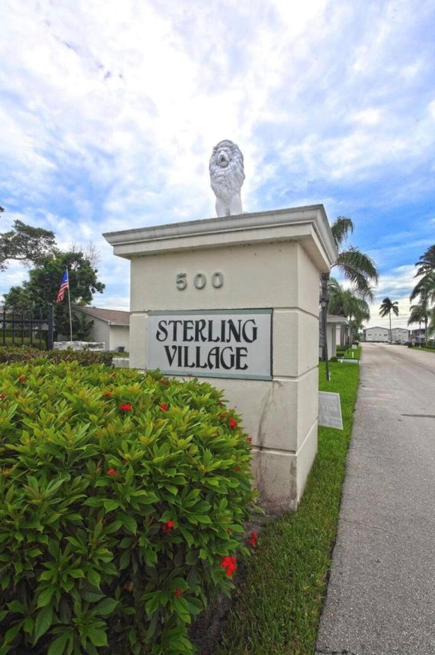 CUTE  AND CLEAN 1/1 ANNUAL RENTAL IN DESIRED 55+ STERLING VILLAGE ON THE INTRACOASTAL. WALK-UP 2ND STORY CONDO, NEAR PEDESTRIAN GATE GATE FOR EASY WALK TO SHOPS, BANKS, RESTAURANTS AND TO THE BEACH. CABLE/INTERNET/WATER ALL INCLUDED IN RENT.