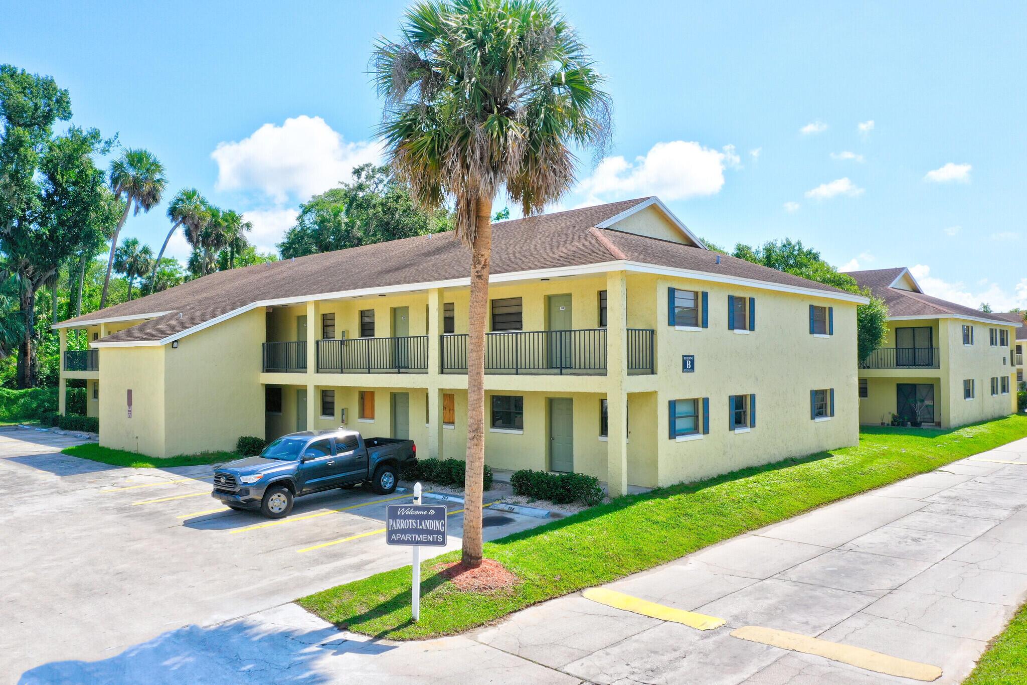 Parrot's Landing is a conveniently located just north of Walmart on Parrott Avenue in Okeechobee. This well-maintained apartment building offers 2BR apartments with approximate 870 square feet of living space. Residents enjoy onsite laundry facilities and 2 designated parking spaces per unit. FALL MOVE IN SPECIAL- Get One Month Free if you tour and lease within 72 hours of your visit. Only 45 minutes from Jupiter Florida for an easy commute.