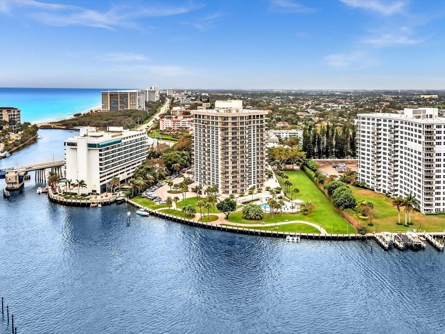 BREATHTAKING PENTHOUSE with 28-feet BOAT SLIP & 2 parking garage spots assigned - 3 bedrooms, 3 baths, and 2580 sqft of the most beautiful VIEW from the southeast wrap-around balcony. ENJOY the panorama of THE BOCA RESORT, Intracoastal,  LAKE BOCA, the ocean, and the BOCA INLET. Located in the prestigious CARLTON Condominium, this property combines convenience & luxury in an exceptional location within walking distance from the Boca Resort and The Waterstone Hotel. The CARLTON is an elegant boutique building with 63 units, ONLY four per floor. It offers a 24-hour doorman, newly renovated lobby, club room, fitness center, pool, sundeck and BBQ.
The third bedroom has been converted to give space to a spacious primary bedroom with two separate bathrooms.