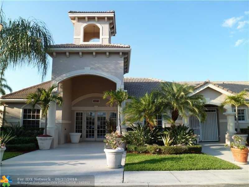 VERY SPACIOUS FIRST FLOOR ONE BEDROOM ONE BATH WITH FRENCH DOORS LEADING TO THE PATIO. FULL SIZE WASHER AND DRYER LOCATED IN THE APT. WATER SEWER AND TRASH IS INCLUDED IN THE RENT. ASSOC REQUIRES A MIN CREDIT SCORE OF 650 PER APPLICANT. GREAT LOCATION. CLOSE TO MONARCH H.S., THE PROMENADE SHOPPING CENTER, COCONUT CREEK CASINO AND RESTAURANTS. GATED COMMUNITY. ALL AMENITIES. FIRST, LAST AND SECURITY AND RENTER'S INSURANCE IS REQUIRED FOR MOVE IN FUNDS.
