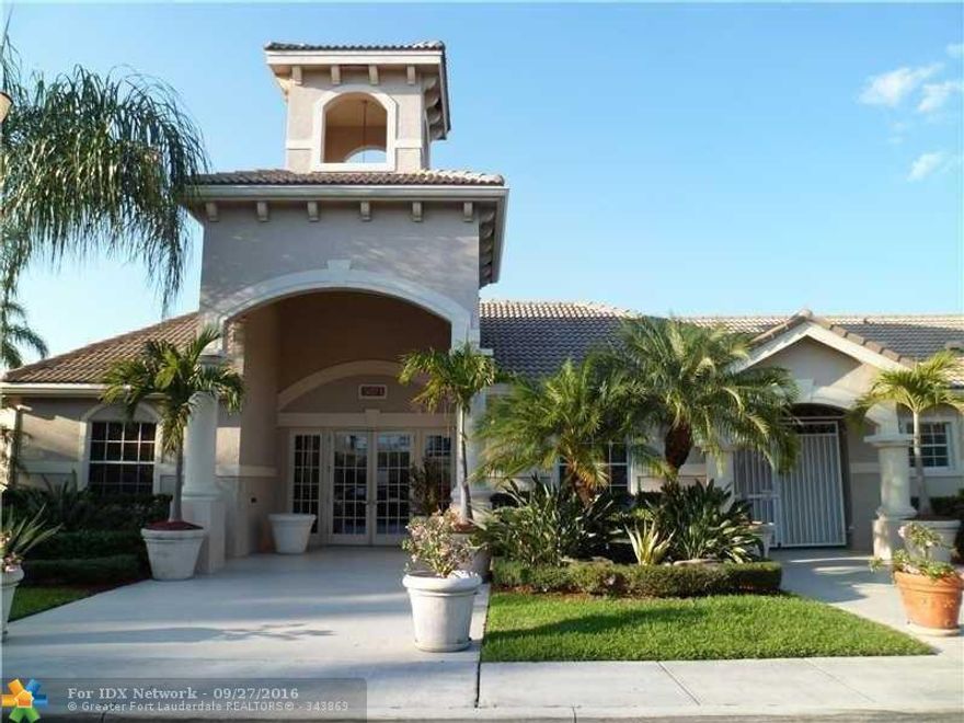 VERY SPACIOUS FIRST FLOOR ONE BEDROOM ONE BATH WITH FRENCH DOORS LEADING TO THE PATIO. FULL SIZE WASHER AND DRYER LOCATED IN THE APT. WATER SEWER AND TRASH IS INCLUDED IN THE RENT. ASSOC REQUIRES A MIN CREDIT SCORE OF 620 PER APPLICANT. GREAT LOCATION. CLOSE TO MONARCH H.S., THE PROMENADE SHOPPING CENTER, COCONUT CREEK CASINO AND RESTAURANTS. GATED COMMUNITY. ALL AMENITIES. FIRST AND SECURITY AND RENTER'S INSURANCE IS REQUIRED FOR MOVE IN FUNDS.