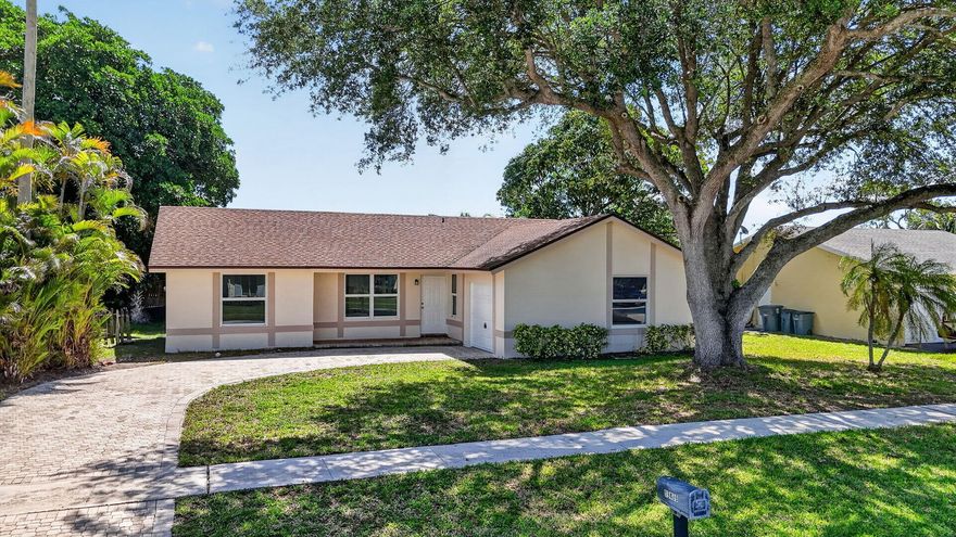 Location, location! This 3-bedroom, 2-bathroom home with a den/office is within walking distance to houses of worship, shopping and dining. Situated in the desirable American Homes / Southwind Lakes community in West Boca Raton. The residence features a functional layout with comfortable living spaces, perfect for both everyday living and entertaining. Notable updates include impact windows and a flat roof replaced in 2023. Spacious, private fenced backyard.  Enjoy a low HOA and access to excellent community amenities, including a pool, playground, basketball and tennis courts. American Homes Park offers a 3-acre lake, picnic areas, a playground, and a fitness loop. Adjacent to Southwind Lakes Golf Course. It's conveniently located near top-rated schools.