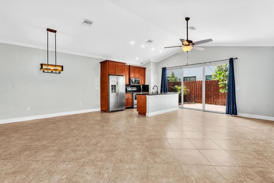 Come see this beautiful, newly built in 2013, CBS construction single family home in a sought after location of Palm Springs. Light and bright, open floorplan, neutral tile throughout, vaulted ceilings, crown molding. Kitchen features upgraded cabinets, granite countertops, stainless steel appliances and breakfast bar. Upgraded bathrooms, impact windows, fenced backyard. HOA is only $25 monthly! Village of Palm Springs has its own ball fields, library, playgrounds, splash pad, tennis courts and so much more less than one mile from your lovely new home! Make sure to check it out!