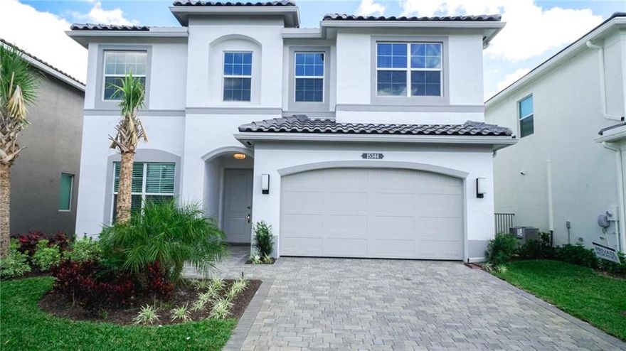 Highly sought out Capri model, features 5 bedrooms/ 4 full baths/ 2 car garage. In a resort style community, where you can enjoy the clubhouse with a fitness center, indoor sports courts, a card room, lighted tennis and pickleball courts. Conveniently located near highways and airport. Neutral Greys and whites that will match any decor.  Model features formal dining room, and kitchen opening to family room and eat-in area. First level also offers one full bedroom and full bathroom.  Upstairs, the master suite features large closets, loft and 3 additional bedrooms. Impact resistant windows and exterior doors.