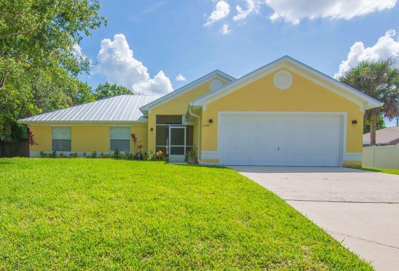 This CBS home is 4 bedrooms, 2 bath, 2 car garage is move in ready, freshly painted inside, SS appliances, Quartz countertops, custom closets in the all the bedrooms, walk-in shower in the primary bathroom. Nicely landscape, Cedar Pergola on the back patio, Extra refrigerator in the garage. Lawn maintenance and garbage is included in the rent. Room sizes are approx. Close to shopping, restaurants, parks, Intercoastal and 10 minutes to the beaches.