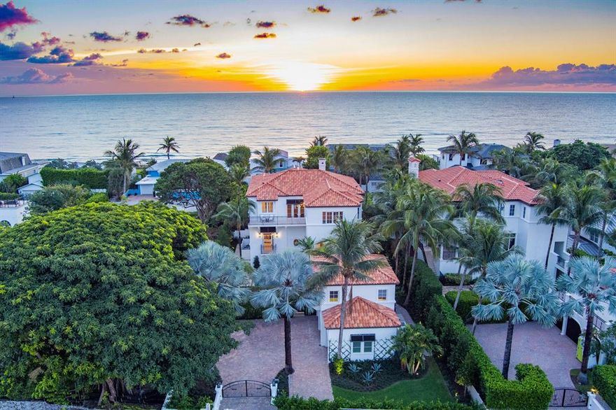 In a gorgeous tropical setting on a quiet one-way street just steps from the beach in Ocean Ridge, this chic Coastal-style estate offers commanding ocean panoramas. Breezeways, terraces and balconies bring outdoor living indoors, and utilizing a well-conceived open floor plan optimized for spaciousness and views, this architecturally designed residence is filled with a light, bright ambience.

  The information herein is deemed reliable and subject to errors, omissions or changes without notice.  The information has been derived from architectural plans or county records. Buyer should verify all measurements. DISCLAIMER: Information published or otherwise provided by the listing company and its representatives including but not limited to prices, measurements, square footages, lot sizes, calculations, statistics, and videos are deemed reliable but are not guaranteed and are subject to errors, omissions or changes without notice. All such information should be independently verified by any prospective purchaser or seller. Parties should perform their own due diligence to verify such information prior to a sale or listing. Listing company expressly disclaims any warranty or representation regarding such information. Prices published are either list price, sold price, and/or last asking price. The listing company participates in the Multiple Listing Service and IDX. The properties published as listed and sold are not necessarily exclusive to listing company and may be listed or have sold with other members of the Multiple Listing Service. Transactions where listing company represented both buyers and sellers are calculated as two sales. The listing company's marketplace is all of the following: Vero Beach, Town of Orchid, Indian River Shores, Town of Palm Beach, West Palm Beach, Manalapan Beach, Point Manalapan, Hypoluxo Island, Ocean Ridge, Gulf Stream, Delray Beach, Highland Beach, Boca Raton, East Deerfield Beach, Hillsboro Beach, Hillsboro Shores, East Pompano Beach, Lighthouse Point, Sea Ranch Lakes and Fort Lauderdale. Cooperating brokers are advised that in the event of a Buyer default, no commission will be paid to a cooperating Broker on the Deposits retained by the Seller. No commissions are paid to any cooperating broker until title passes or upon actual commencement of a lease. Some affiliations may not be applicable to certain geographic areas. If your property is currently listed with another broker, please disregard any solicitation for services. Copyright 2021 listing company All Rights Reserved