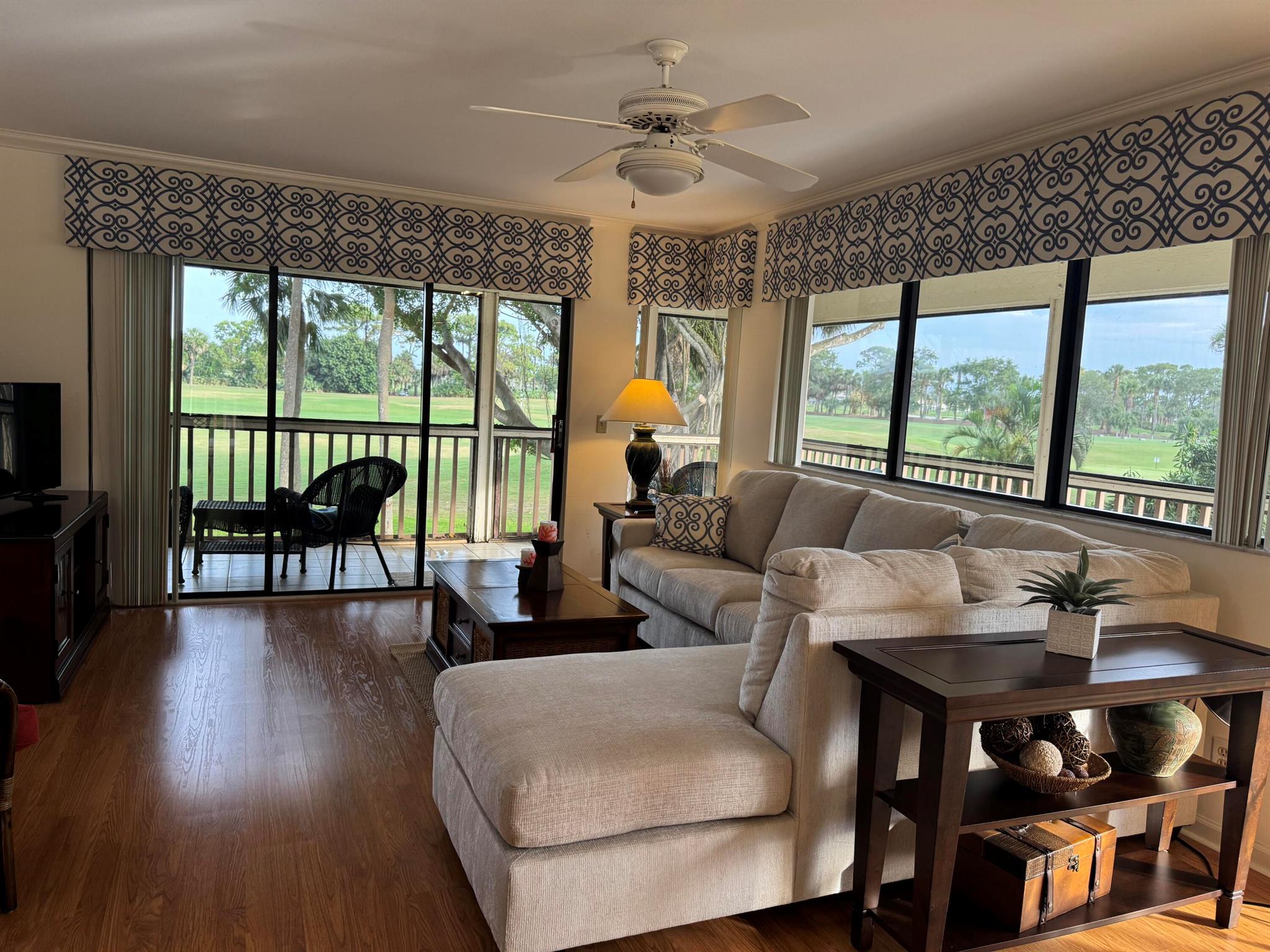 Enjoy all the comforts of home in this light, bright and open Golf Villa now available for seasonal rent in PGA National. Enjoy panoramic views of Champion Golf Course and Lake. This unit is perfectly perched on a private corner steps away from the community pool. Renovated kitchen and baths. Tastefully furnished with one king bed in primary bedroom and queen bed in 2nd bedroom. Come and enjoy gorgeous sunsets from this lovely unit. Close to PGA Resort, PBI Airport, fabulous shopping and restuarants.