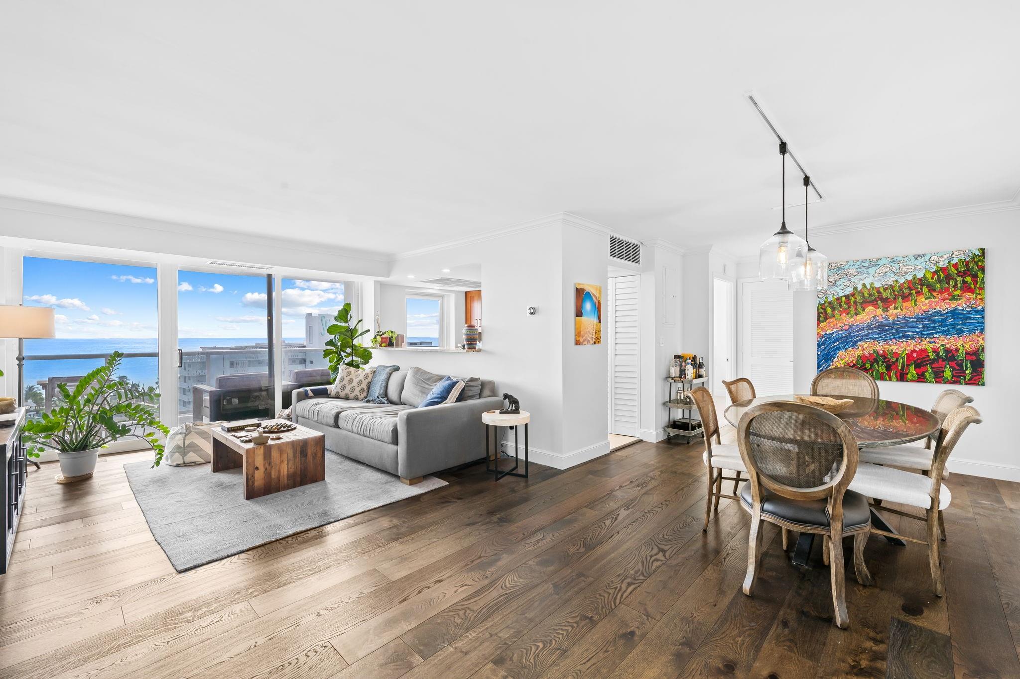 Experience coastal living at its finest in this fully updated 2-bedroom, 2-bathroom condo offering breathtaking ocean views from every room. Designed for comfort and style, this modern residence features spacious bedrooms, sleek bathrooms, automatic blinds in the primary bedroom and living area, a large walk-in closet, and the convenience of an in-unit washer & dryer. Step outside to your private balcony and take in the endless blue horizon, the perfect spot to unwind or entertain.  Ideally located just steps from the beach, vibrant restaurants, bars, Publix, and more. This is the ultimate South Florida lifestyle!