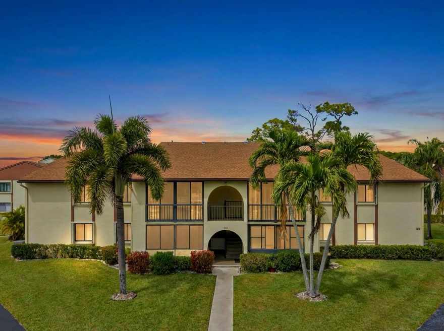 Welcome to this beautifully maintained, fully furnished 2-bedroom, 2-bathroom condo ( Washer & Dryer in unit) located in the desirable 55+ community of Greenacres. This second-floor unit offers privacy, comfort, and a prime location close to shopping, dining, and major highways. Enjoy a spacious layout with abundant natural light and a private enclosed balcony -- perfect for relaxing -- plus additional storage space. The property has been very well cared for and is truly move-in ready. Ideal for seasonal or full-time living in a peaceful and well-established community