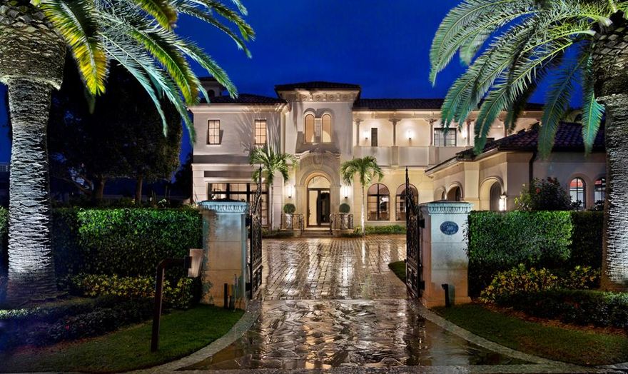 Reimagined with a fresh, light transitional flair, this gated Palm Beach-inspired estate fronts 111± feet on the Buccaneer Palm Waterway equipped with full-service yacht dockage.  The grand entertainment loggia is a true outdoor living room with a pecky cypress ceiling, romantic gas fireplace, and high-end summer kitchen.  Lounge areas on the marble terrace surround the glistening infinity pool with spa.  A putting green and an outdoor shower are also provided on the spacious, deep grounds served by an expansive motor court allowing ample guest parking.

Royal Palm Yacht and Country Club membership is separate and not affiliated with RPIA homeownership. DISCLAIMER: The written and verbal information provided including but not limited to prices, measurements, square footages, lot sizes, calculations and statistics have been obtained and conveyed from third parties such as the applicable Multiple Listing Service, public records as well as other sources. All information including that produced by the Sellers or Listing Company are subject to errors, omissions or changes without notice and should be independently verified by any prospect for the purchase of a Property.  The Sellers and Listing Company expressly disclaim any warranty or representation regarding all information.  Prospective purchasers' use of this or any written and verbal information is acknowledgement of this disclaimer and that Prospects shall perform their own due diligence.  Prospective purchasers shall not rely on any written or verbal information provided when entering a contract for sale and purchase.  Some affiliations may not be applicable to certain geographic areas. If your property is currently listed, please do not consider this a solicitation. In the event a Buyer defaults, no commission will be paid to either Broker on the Deposits retained by the Seller.  "No Commissions Paid until Title Passes."  Copyright 2018 Listing Company. All Rights Reserved.
Royal Palm Yacht and Country Club membership is separate and not affiliated with RPIA homeownership.