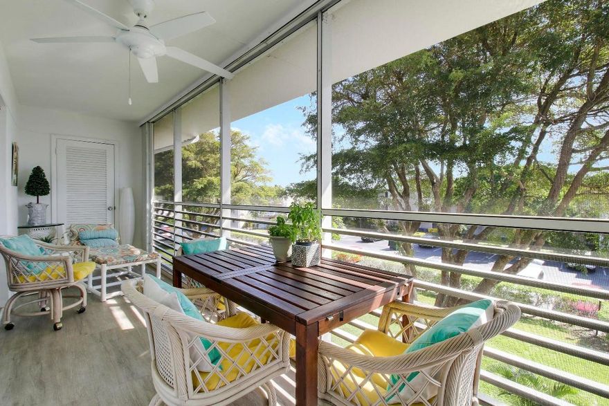 Enjoy full time or seasonal in your pristine, top floor, 2b, 1ba fully furnished/turnkey condo in the 55+ community of Lake Clarke Gardens! Beautifully designed. Bright & airy. Enjoy treetop views from your cool and comfortable screened balcony.  Don't be surprised to see a beautiful bird or two stopping by. Tile and luxury wp vinyl floors throughout. NEW in 2021: Bathroom updates; water heater; refrigerator, stove. COA includes: cable, building insurance, water, internet plus more! Lake Clarke Gardens - centrally located active adult community offering lots of activities for fun, enjoyment and relaxation.  Near dining, shops and beaches!  Your new home is ready for you to enjoy.  You'll love living here!