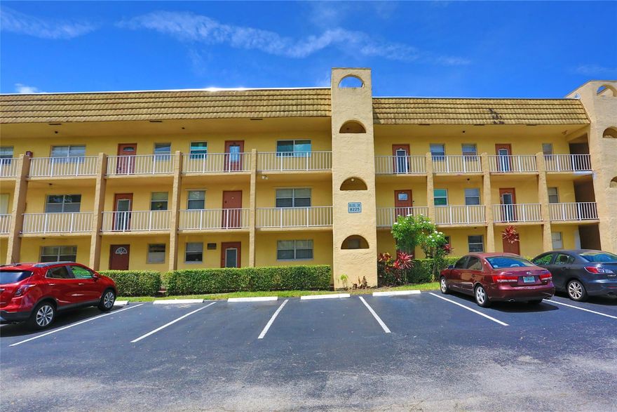 Wow, walking into this remodeled unit. All done with permits. New kitchen cabinets, stone countertop, and newer appliances. New bathroom with a shower!! Freshly painted. Tile floors throughout, laminate in bedroom. The balcony is closed, so you can use it as an extra living area. The balcony has a beautiful view to enjoy the Florida sunshine and the water view. The building will be freshly painted (paid for). Elevator and roof already redone and paid for. Great location across from the clubhouse. Lots os activities available.  Pool clubhouse, courtesy bus etc.  Ready for move-in!