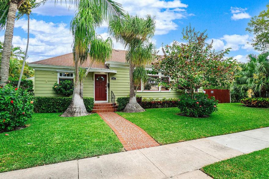 This COULD BE YOUR HOME! This amazing, 1 story 3 bedroom 2 bath, 1941 home, maintained and updated in the historical district of West Palm Beach. blocks from the intercoastal and close by marinas is just a few blocks away. New Marina with high end condos are planned to be built  with. designations for Super Yachts in the area soon. Port of Palm beach is right around the corner A cottage /guest house/ mother in-law suite was built years later within the 8,973 sq. feet property with inground heated pool with jacuzzi, creating its own fenced in compound with lush landscaping. The cottage is 1 bedroom,1 large bath with living area and kitchenette overlooking the backyard and pool. its own washer and dryer in attached in storage facility. The main house has an up-graded kitchen with stainless steel appliances; and beautiful granite counter tops. Upgraded master bath with the washer and dryer area for the main house consists of a formal dining room, living room, 2 large bedrooms with original wood floors, wood burning fireplace, volume ceilings and cedar wood closets in both bedrooms Oversize gated driveway is perfect to park a boat. This house is a MUST SEE!!