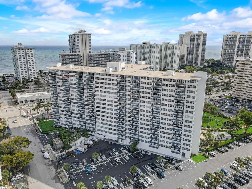 Views from your Extra Large East Facing Terrace Include Ocean, Intercostal, Downtown, Pool, and Skyline. This 2 Bed 2 Bath Beach Condo is 1300 Square Feet with a Split Floor Plan. $30,000 Recertification Assessment Already Paid by Owner. Full Building Renovation Already Completed Includes All Impact Rated Windows and Doors, Newly Renovated Common Areas, 40+10 Year Safety Inspection, New Roof, New Glass Balconies, Concrete Restoration, New Service Elevator and Newly Renovated Pool. Coral Ridge Towers is a Highly Desirable 55+ Co-Op Resort Style Community just Steps Away from the Beach and Fine Dining. Low Maintenance Fee($500/month)  Includes 24 Hour Security with Video Surveillance, Secure Building with Guard OnSite, Internet, Cable, Water, Insurance, Sewer, and Trash. CASH ONLY