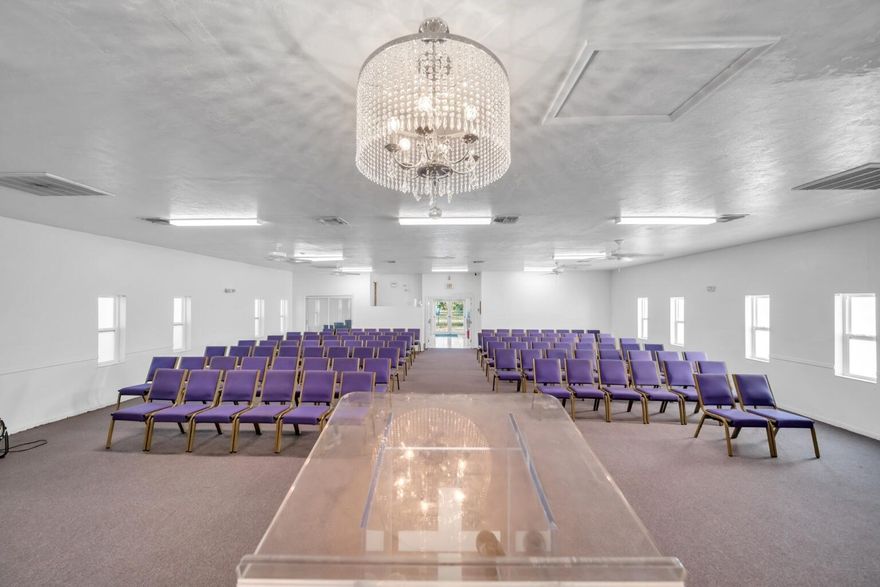 Rare opportunity in the heart of Fort Myers! This exceptional property offers a turnkey solution for churches and ministry leaders seeking a fully equipped, furnished, and centrally located space to grow and serve. Designed with both functionality and expansion in mind, this offering goes beyond real estate—it delivers immediate operational value. Well-suited for worship services and community outreach, while the additional lot space presents a unique opportunity for future development, expanded parking, or outdoor ministry use. Existing furniture, fixtures, 2 office suites, 4 restrooms, sound booth, and essential operating equipment are included, allowing a new owner to step in and begin services without the burden of significant startup costs. Seller financing available. Inquire today!