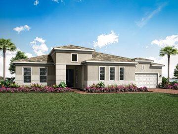The 3.457 square foot Encore floorplan features 5 bedrooms, 3.5 Bath, and ample storage space. The kitchen is ideal for entertaining with its sizable island, eat-at breakfast bar, and walk-in pantry. The owner's suite features 2 walk-in closets, a walk-in shower with a glass enclosure, and a separate linen closet. The four additional bedrooms all share a full bath with double sinks. The club room located off the dining room, provides additional living space for relaxation and entertaining. The Encore includes a 3-car garage, Owner's entry, flex room room, and large covered lanai.