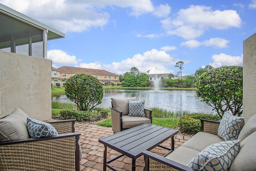 WATERFRONT AND GENTLEY LIVED IN 3 BR/2.5BA TOWNHOME OVERLOOKS A PEACEFUL WATER SETTING. IMPACT WINDOWS,SLIDER WITH A CUSTOM BLIND LEADING TO THE OPEN PATIO. THE MAIN FLOOR HAS AN OPEN KITCHEN W/GRANITE COUNTER, S/S APPLIANCES LEADING TO THE DINING AND LIVING AREAS OVERLOOKING A TRANQUIL FOUNTAIN IN THE LAKE. UPSTAIRS, THE MAIN SUITE BOASTS A SPACIOUS BATHROOM AND CLOSET, 2 ADDITIONAL BEDROOMS WITH ANOTHER FULL BATH AND UPSTAIRS LAUNDRY. OTHER NOTEABLES ARE IMPACT WINDOWS AND A NEW A/C.  RIVER GLEN AMENITIES INCLUDE A COMMUNTIY POOL, KAYAK AND PADDLEBOARD LAUNCH. ALL THIS AND JUST MINUTES FROM MAJOR ROADS AND DOWNTOWN STUART. FURNITURE IN THIS HOME IS AVAILBLE FOR PURCHASE AS WELL