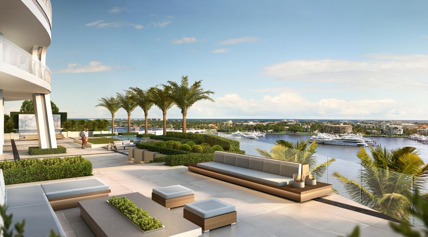 Iconic 25-story new development with unobstructed ocean/intracoastal view steps from Palm Beach. Flow-through residences offer dramatic ceiling heights, floor-to-ceiling glass, expansive balconies. Amenities include pools, salon, spa, gym, valet.