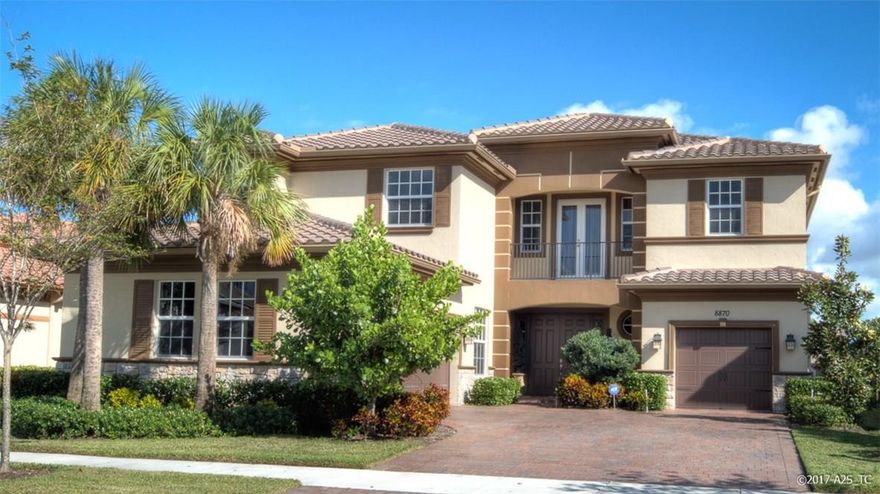 MUST WATCH THE VIRTUAL TOUR - Amazing waterfront estate home w/gorgeous designer upgrades. Lennar built in 2016. Beautiful outdoor Pergola covers oversized patio. Soaring 20ft ceilings w/over 4000 sf of luxury living inside. Custom window treatments, designer fixtures, hurricane windows, 24x24 diagonal flooring, incredible kitchen w/gas cooking. Master Upstairs w/dual sinks, separate Jacuzzi tub & shower, 3 beds & 2 baths Upstairs, 1 guest suite on 1st Floor. Parkland resort-style living at its very BEST!