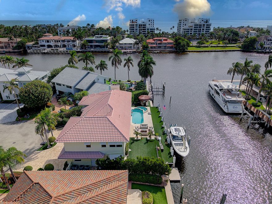 Waterfront Masterpiece with Intracoastal Views

Stunning home with panoramic Intracoastal views and extra-wide canal! Dock up to a 100' yacht. Features include impact glass, resort-style pool and spa, tiki bar, large turfed backyard, and southern exposure for all-day sun. Spacious outdoor living areas perfect for entertaining. Interior showcases a gourmet chef's kitchen and designer finishes throughout. Offered turn-key furnished for rent. Shows like a model—inside and out. Available for rent: Annual: $25,000/month or 6-month minimum: $33,000/month
