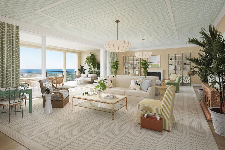 South Tower Residence 1601 is available turnkey, priced at $14,500,000. This stunning half-floor residence at South Flagler House boasts sweeping Intracoastal views and expansive entertaining space. Cece Bowman has envisioned a classic Palm Beach design with textured walls, trellis details, and pagoda-shaped doorways inspired by the property's lush gardens and ocean hues. This residence can be purchased furnished with Cece Bowman's design.