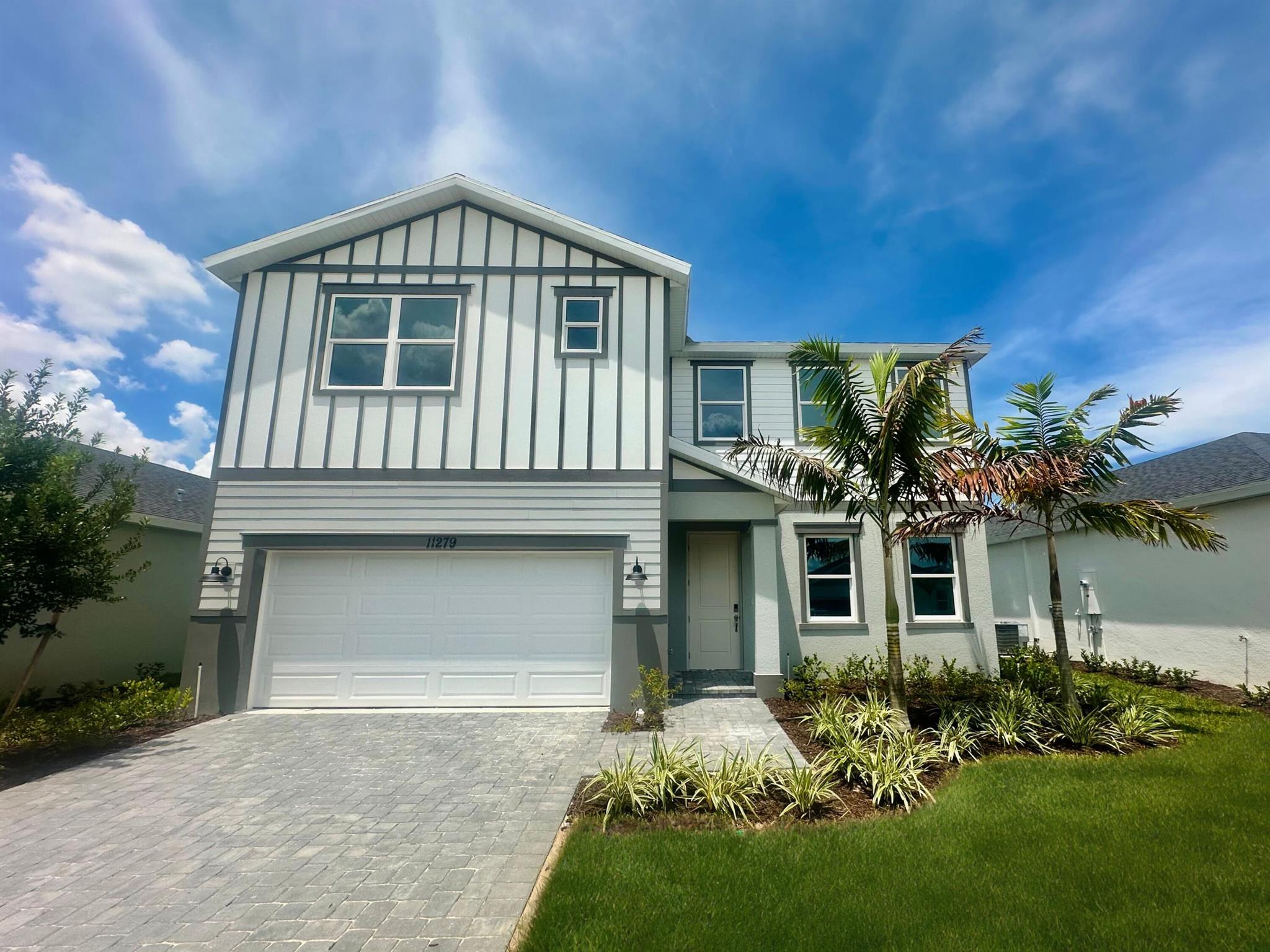 Available now! 60 day closing ready guarantee! New construction Brystol at Wylder, offering a spacious 4 bed, 2.5 bath home with 2,830 sq. ft. of luxurious living space. Featuring all block construction, impact glass windows, and spray foam insulation to ensure a comfortable and cost-effective living environment year-round. The downstairs primary suite with tray ceilings ensures privacy in the back of the home. Configure the flex room off the foyer to fit your needs. The second-floor loft and game room provide plenty of space for entertaining. Port St. Lucie, FL. Brystol at Wylder offers a resort-style pool, clubhouse, golf course, pickleball courts, trails, fire pit, playground, and a dog park. Its location gives easy access to commuter routes as well as schools and entertainment.
