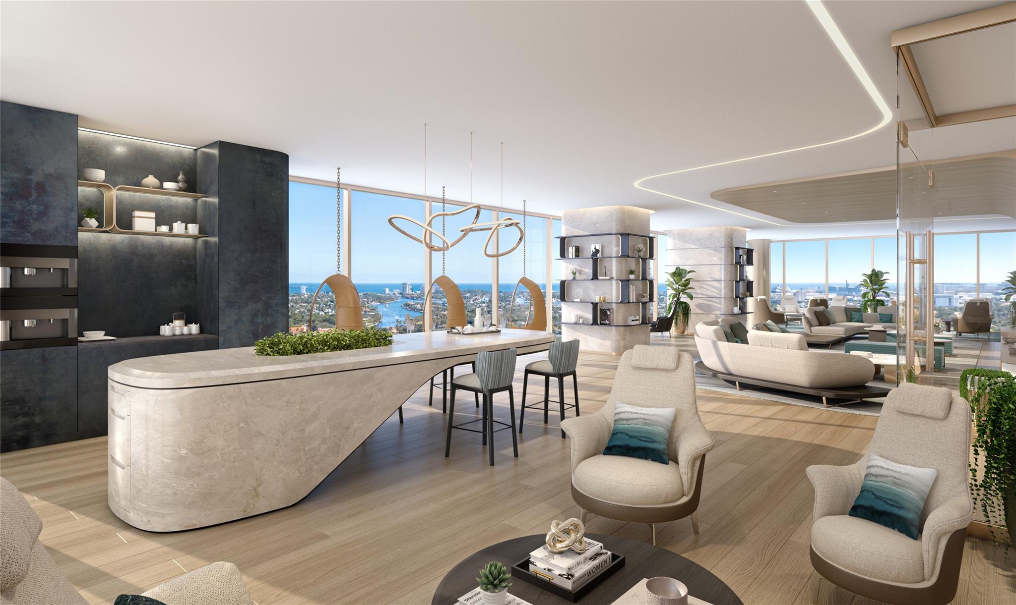 Pre-construction Andare by Pininfarina developed by Related Group, offers the most exclusive address Downtown Fort Lauderdale has to offer at Las Olas and the River. This exquisite Penthouse combination is the largest in the tower, offering 5 Bedroom 5 1/2 Bathroom with over 6,235 interior SF Soaring 45 stories above the galleries and restaurants of Las Olas, this exquisite collection of luxury residences a level of luxury that is unparalleled. 2 private elevators into your home, gourmet kitchen adorned with natural gas, with premium cabinetry / appliances, wine vault, 15' ceilings, floor to ceiling glass, movie theatre, private study, and extensive outdoor terraces with seamless railings. Over 35,000sf of world class amenities from the lobby to the rooftop pools and restaurant/lounge.